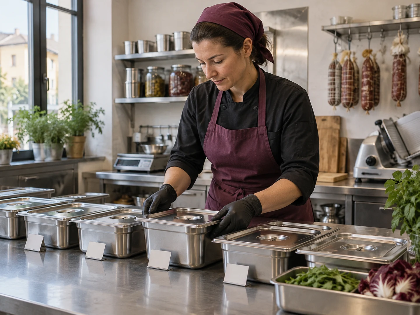 Separate deli preparation batches organised in food-safe containers