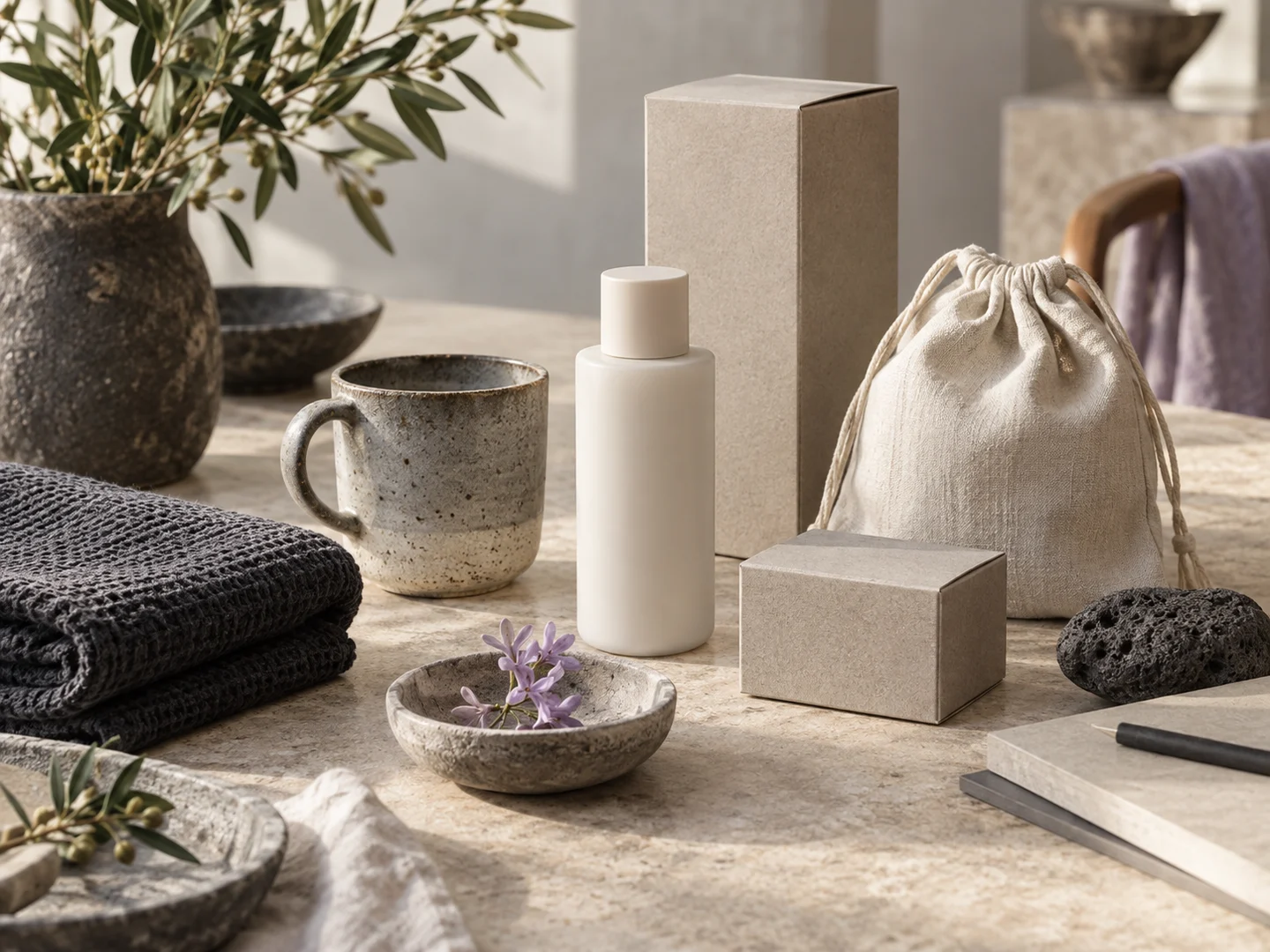 Unbranded retail products arranged for an online catalogue review