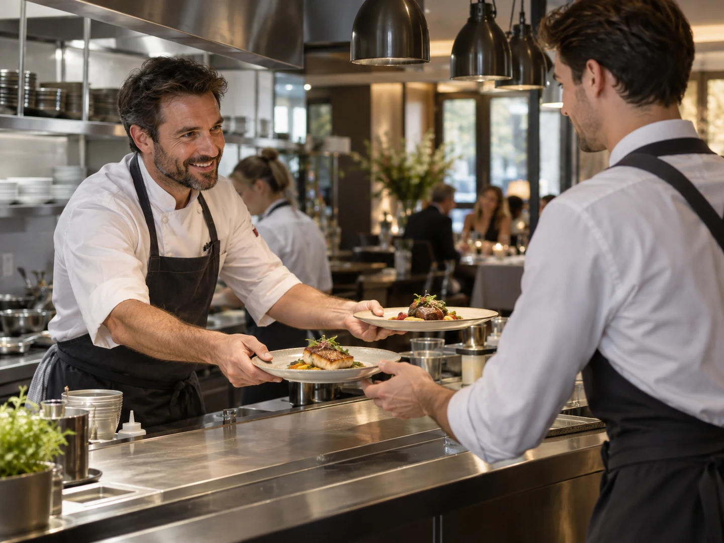 Restaurant management software context: kitchen-to-service order handover