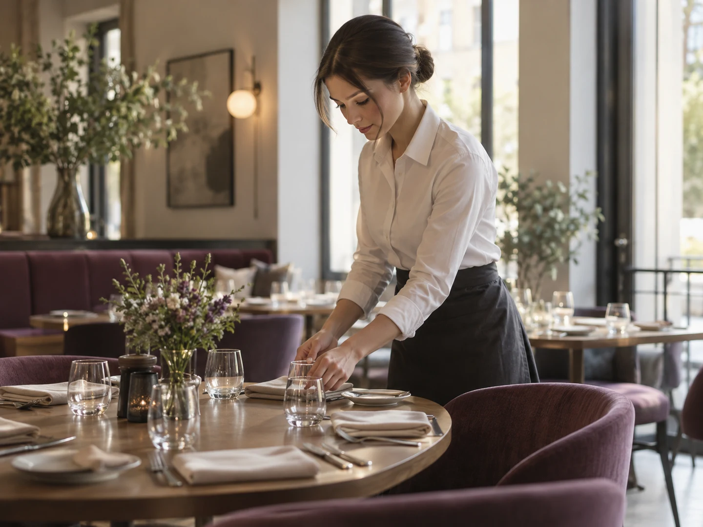 Restaurant table preparation and front-of-house service